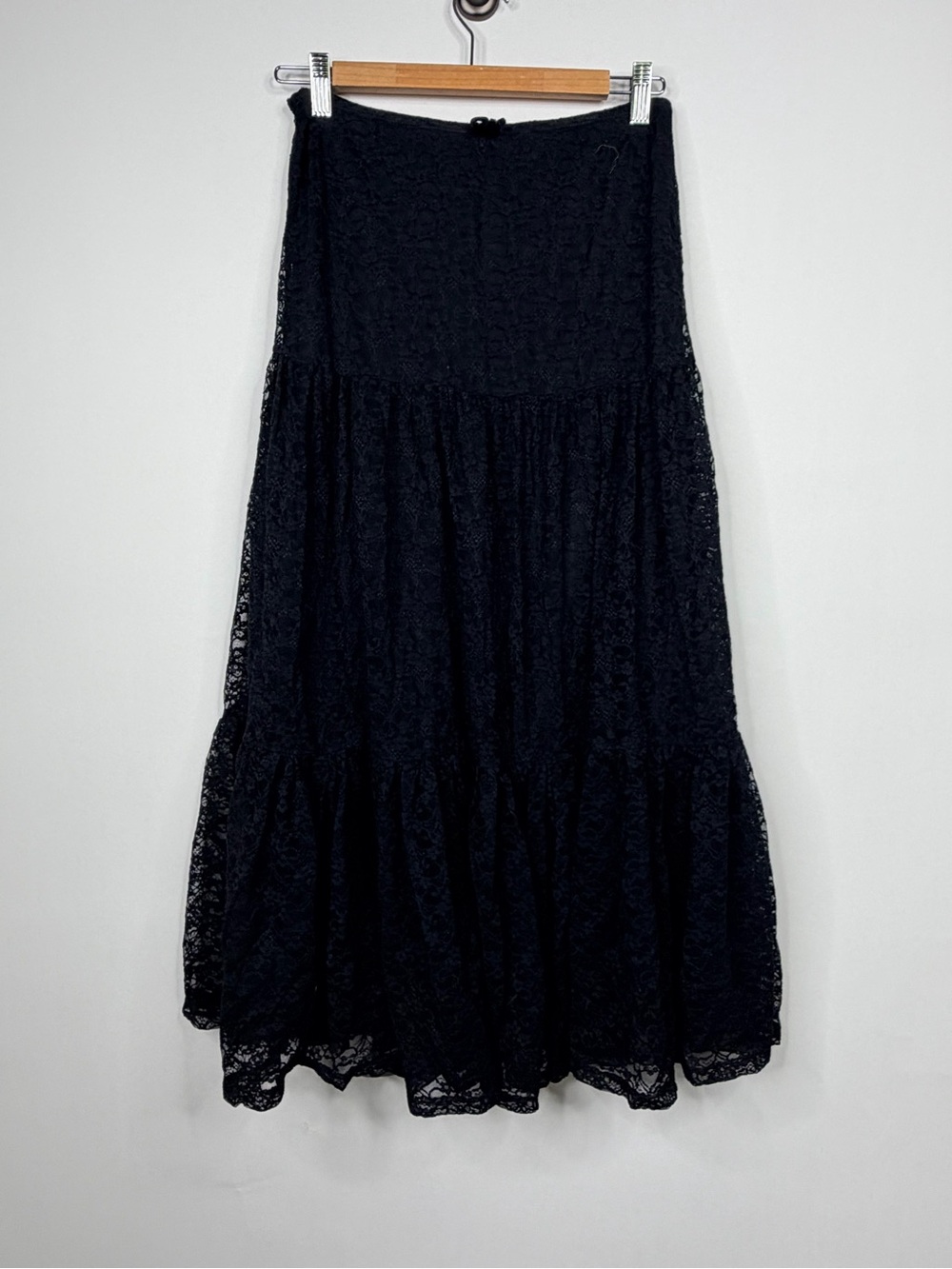 Forever 21 Black Lace Tiered Maxi Skirt with Scalloped Hem